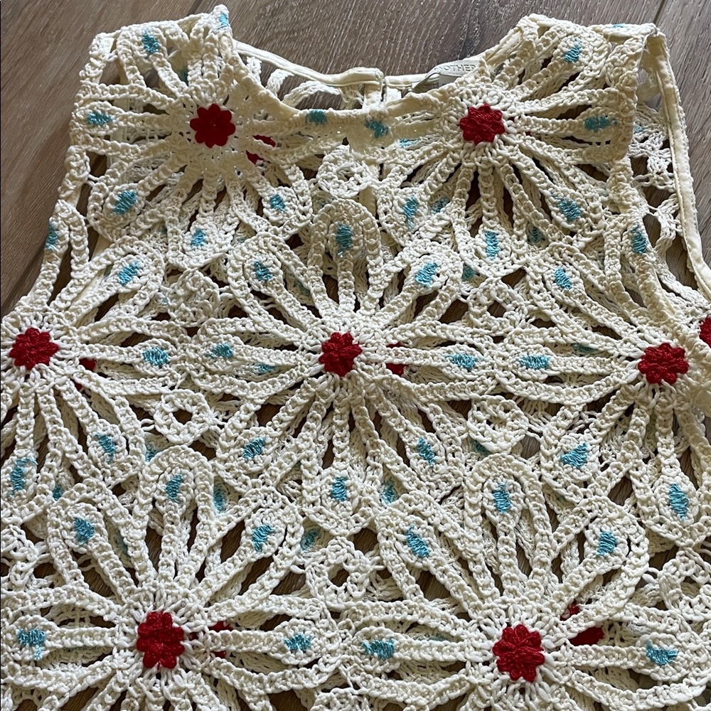 MOTHER “The Daisy Shell”  Daisy Tank Top Cream w/ Red and Light Blue Accents NWT - Picture 8 of 15
